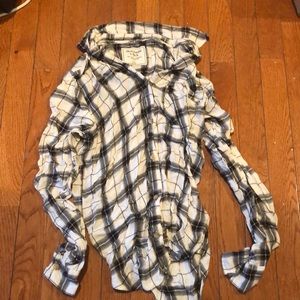Wm XS A&F Wht/Blk Plaid Shirt